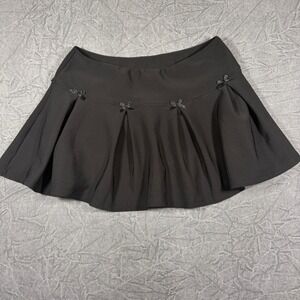 Free Haven Skort Women L Black Pleated Mini Bow Coquette Preppy Activewear